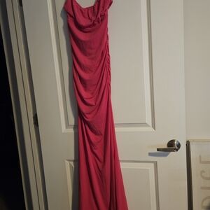 Forever 21 Pink Asymmetrical Ruched Gown